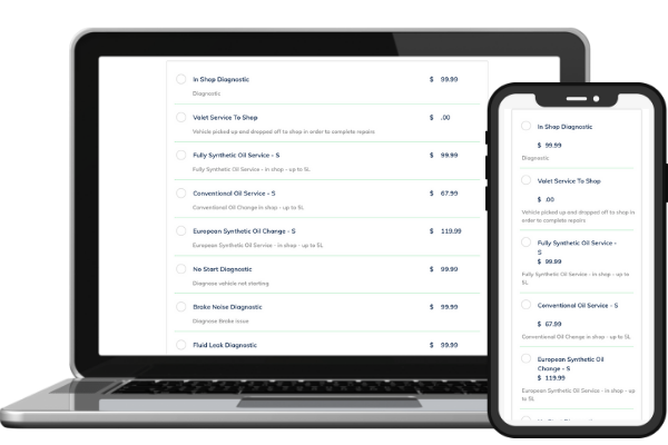 Select your in-shop services at GoWrench
