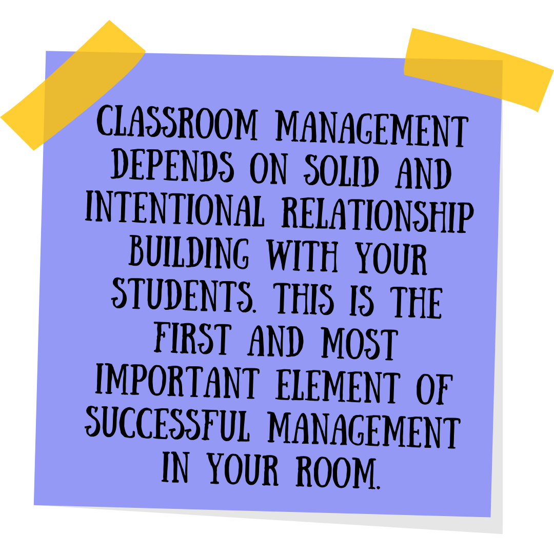 Classroom-management-depends-on-solid-and-intentional-relationship-building-with-your-students.-This-is-the-first-and-most-important-element-of-successful-management-in-your-room.