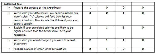 traditional lab report rubric