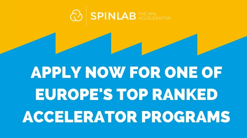 Picture with Call to action: Apply now for one of Europe's top ranked Accelerator programs
