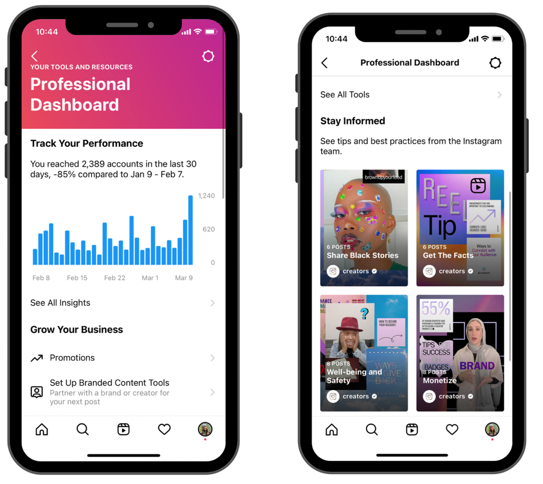 Professional Dashboard for Business profiles in Instagram: access analytics, business tools, and tips