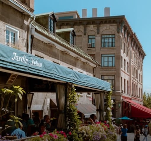 Montreal City street and buildings, study english or French in Montreal