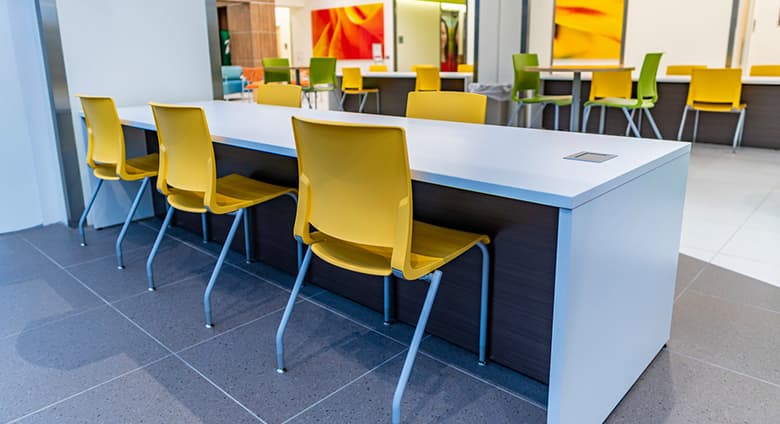 Dining area for families in Nemours children's clinic in Jacksonville Florida.