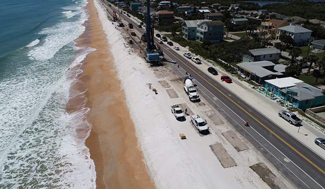 Resiliency enhanced through design and construction along A1A in Flagler Beach, Florida.