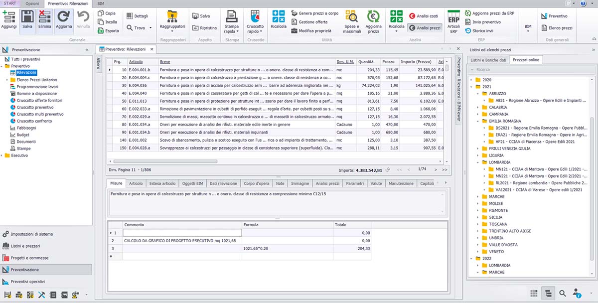 Software ERP per fare preventivi con i Prezzari