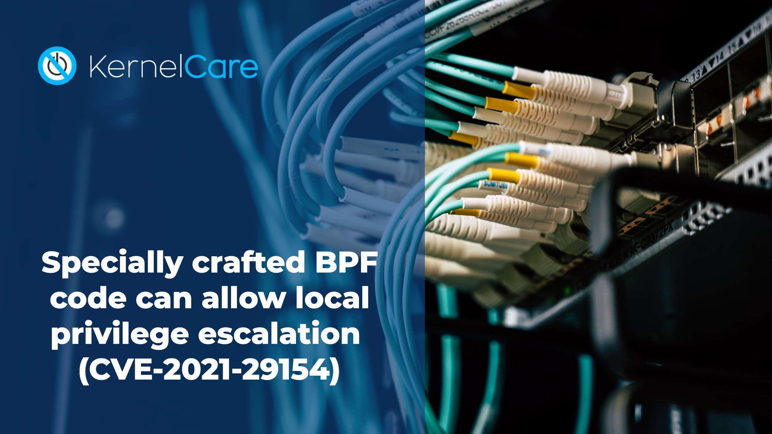 Another vulnerability targeting the BPF subsystem has been disclosed publicly in the past few days (CVE-2021-29154). It allows users on a system running non-default configuration of the BPF subsystem to run specially crafted code as a BPF filter and run arbitrary executable code in the kernel context.   According to vendors, it affects all distributions running kernels up to version 5.11.12. Distribution vendors are starting to deliver patches through their update mechanisms, and KernelCare is also finalizing patches for it’s rebootless patching process to address this issue.  Because of the nature of the BPF functionality, which is to allow user code to interact with network packet processing within the kernel, there is a very big potential for attack given any weakness in the implementation. This specific functionality has been addressed recently in the specter mitigation code bug discussed here.  To be vulnerable, a system would have to be configured to allow BPF JIT compilation (for example, by setting “net.core.bpf_jit_enable = 1”). This is often the case in situations where regular users are doing work related to sockets’ manipulation or in seccomp (secure computing mode) environments where permissions are granted more granularly than normal.  The actual vulnerable code resides in arch/x86/net/bpf_jit_comp.c and arch/x86/net/bpf_jit_comp32.c in the kernel source code tree. The flaw comes from the way branch displacement happens when the user code is compiled, by making wrong assumptions regarding the address of code during optimization.  Proper exploitation of this vulnerability could even lead to container or chroots’ escape, since the kernel is shared between them, and running code in the kernel context permits it to escape containerization limits.  As a stop-gap procedure, you can quickly disable BPF JIT by running:  # echo 0 > /proc/sys/net/core/bpf_jit_enable   Which will persist until reversed or a system reboot. A more permanent removal can be achieved by using your distribution’s syscfg equivalent utility to set “net.core.bpf_jit_enable=0” at boot time. Of course, this type of solution solves the problem by disabling the functionality, which in itself is self-defeating. If you actually had your system configured to use BPF JIT, in all likelihood your use case needed that setting explicitly enabled, and you should rely instead on proper kernel patching, either through your distribution vendor’s patches or through KernelCare’s rebootless process.&#8221; width=&#8221;2600&#8243; loading=&#8221;lazy&#8221; style=&#8221;width: 2600px;&#8221;></p><p style=