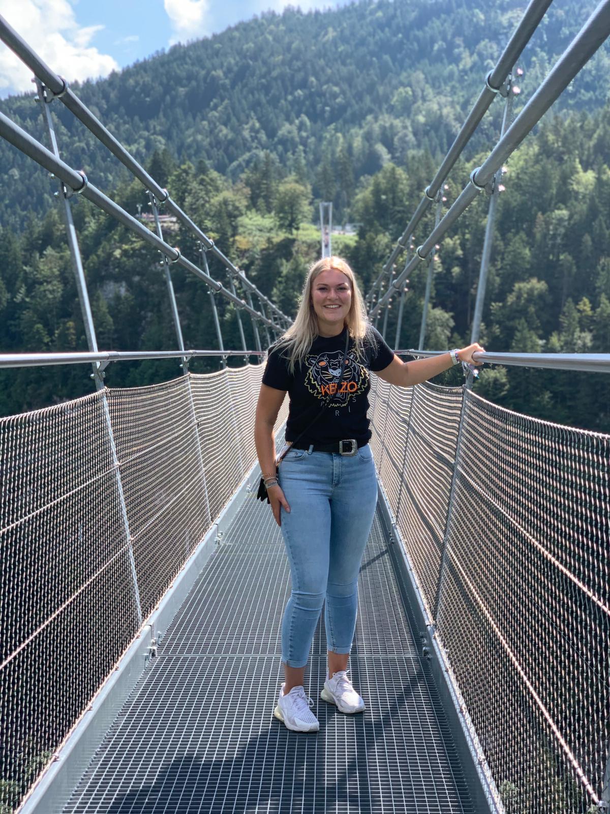 A girl on the longest susension bridge (Highline 179)