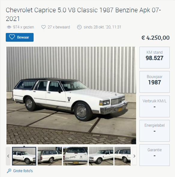 Chevrolet Caprice on marktplaats