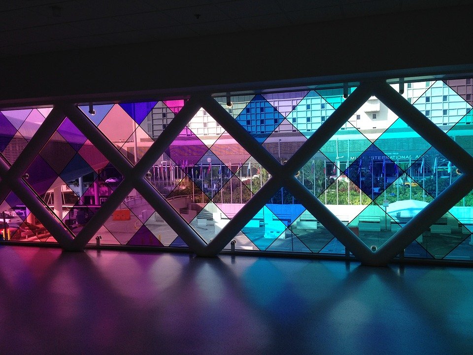 Miami, Luchthaven, Kunst, Venster, Kleurrijke, Glas