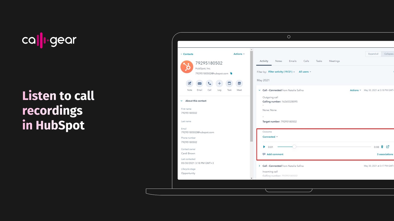 Listen to call recordings in HubSpot