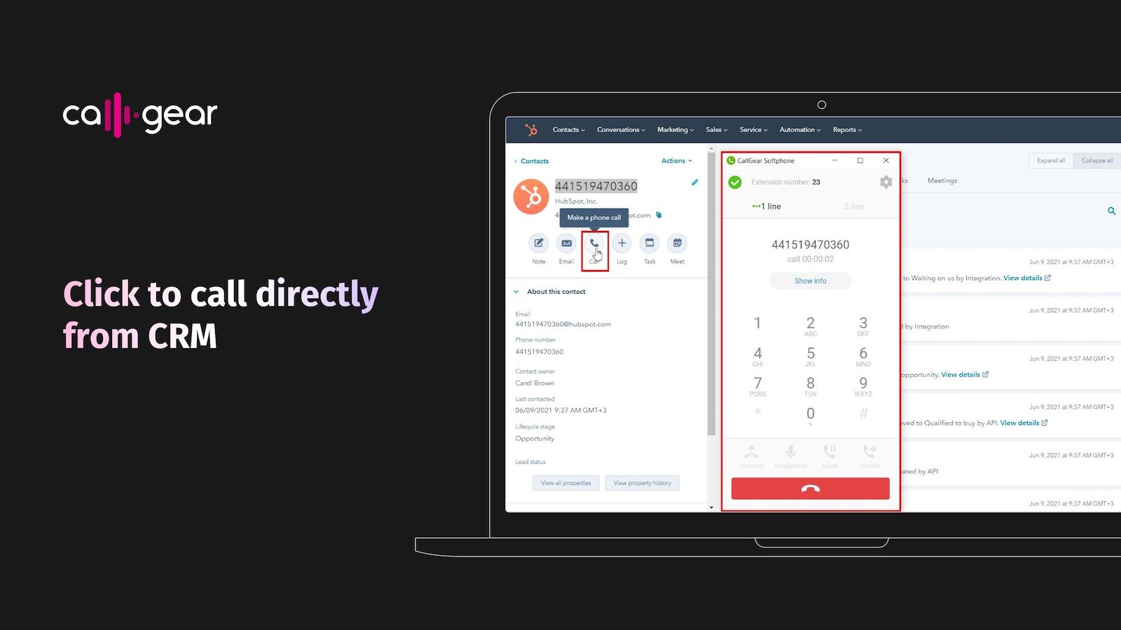 Click to call directly from CRM