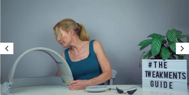 Woman looking at flexible LED light canopy