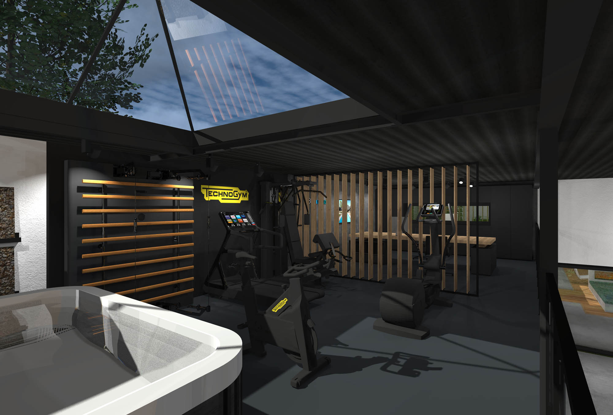 Sportgelegenheid in kantoorinterieur 