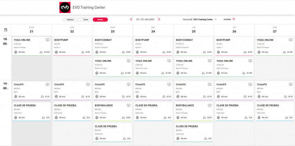horarios del gimnasio