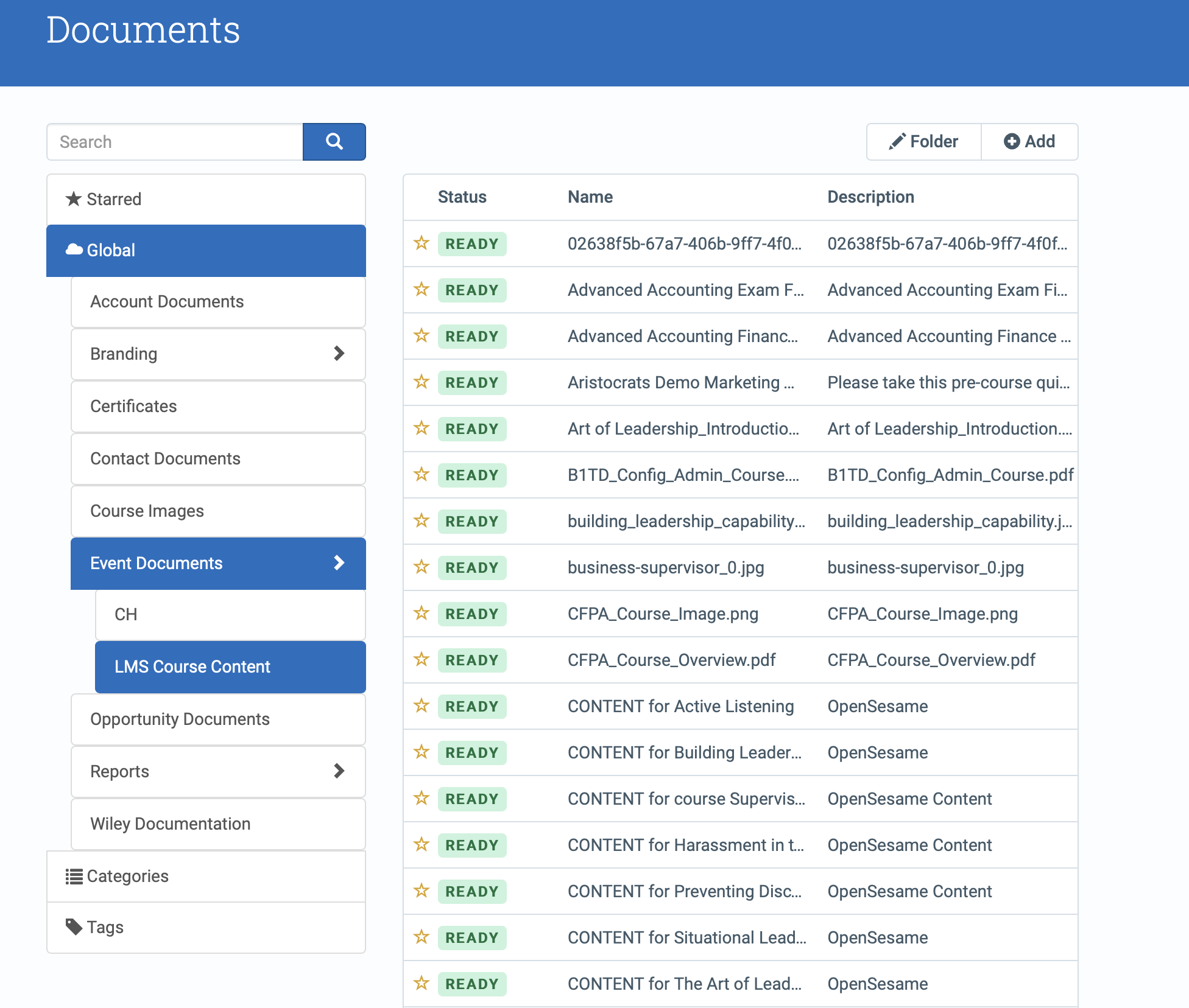 Document Management Screen Shot