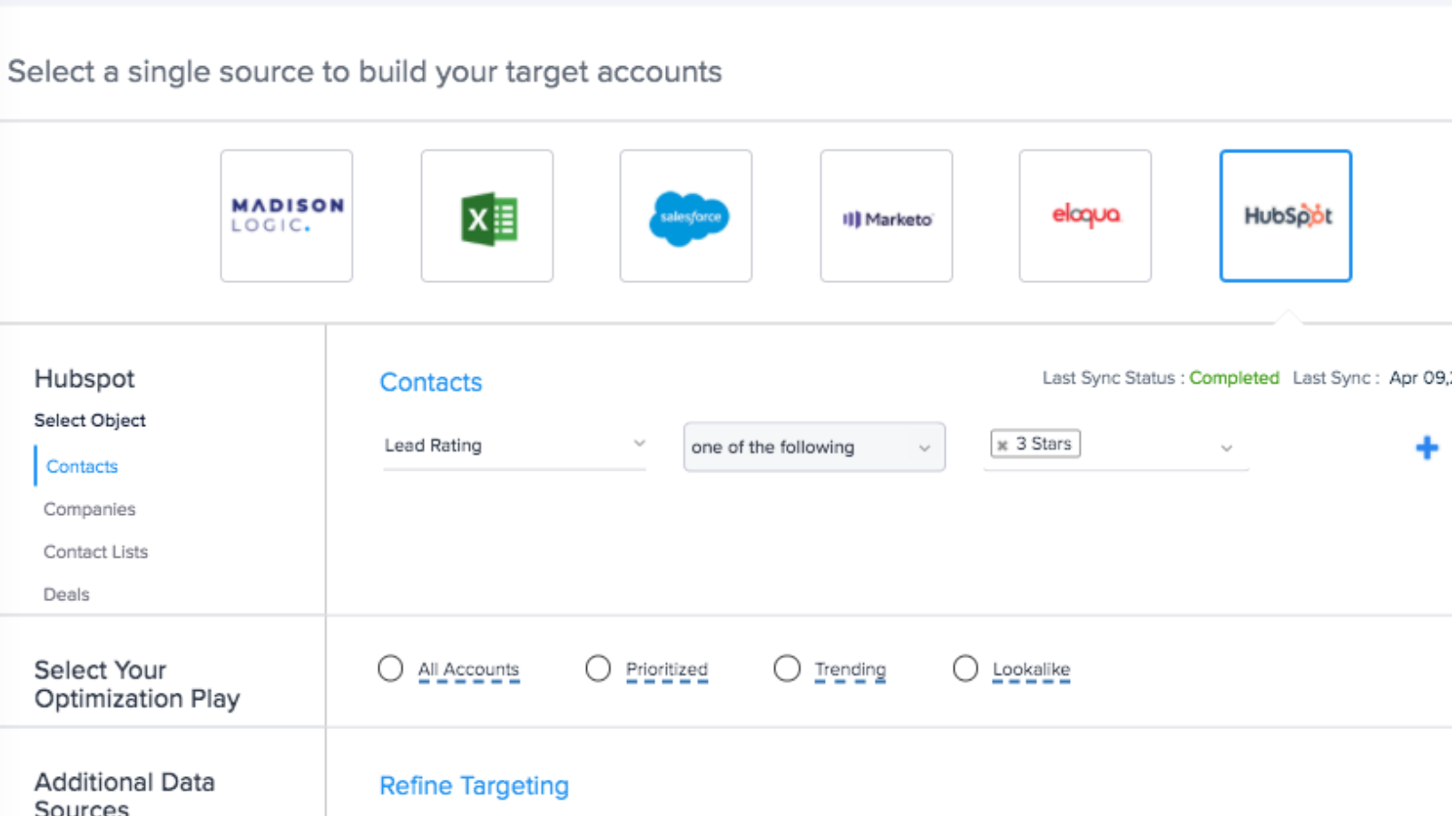 Dynamically build target account lists for each stage of the funnel.