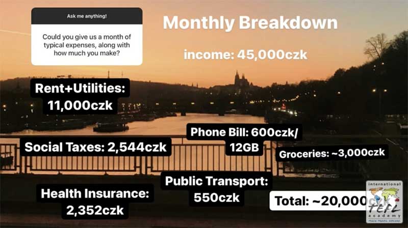 How much does an English teacher in Prague make?