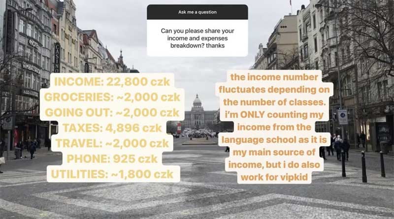 Prague Cost of Living for English teachers