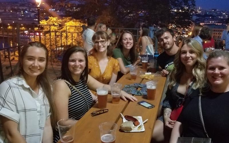 a group of English teachers in the Czech Republic having dinner