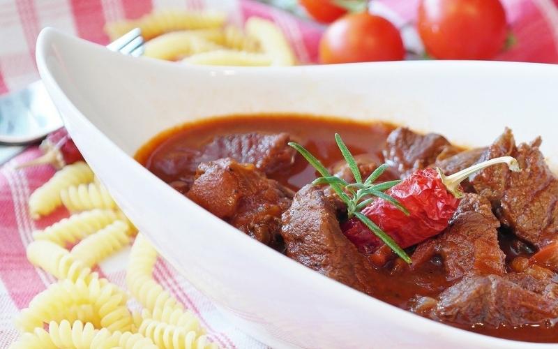 Eating Goulash in Hungary