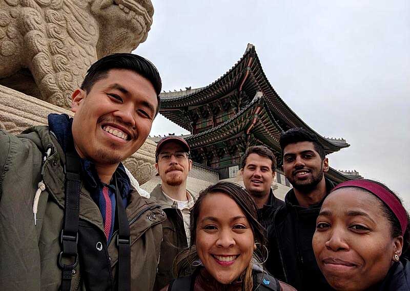 A South Korea GEPIK and SMOE TEFL Program teacher with his local friends in Korea