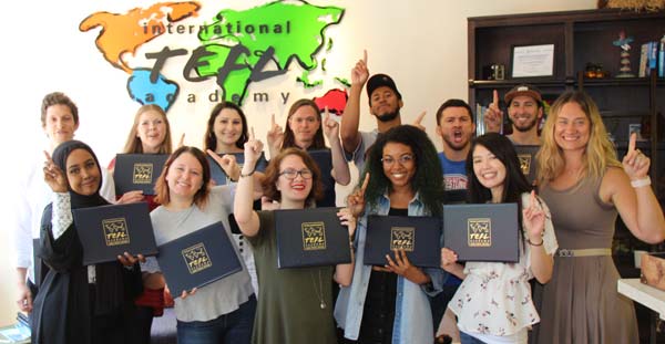 TEFL student graduation after completing their TEFL certification course