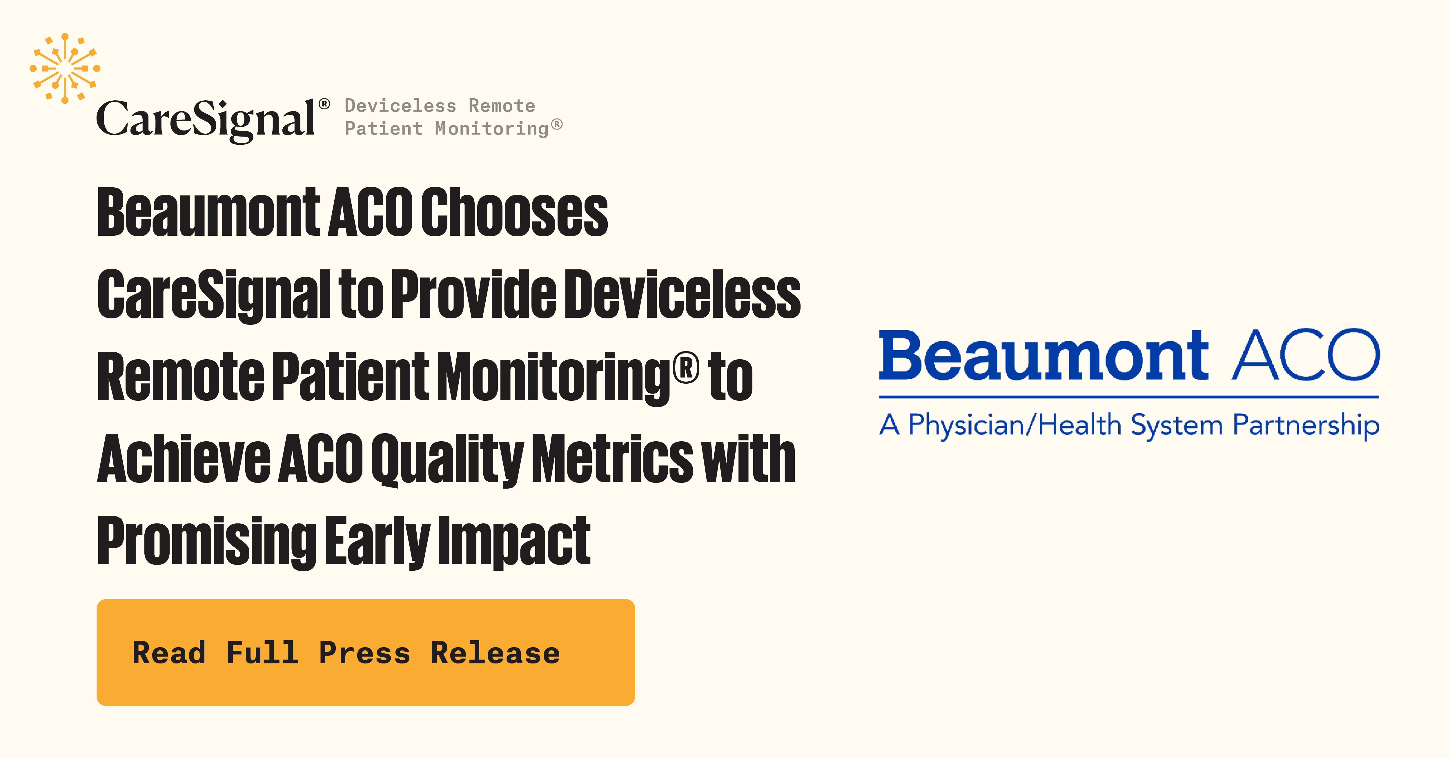 CareSignal Beaumont ACO Chooses CareSignal to Provide Deviceless