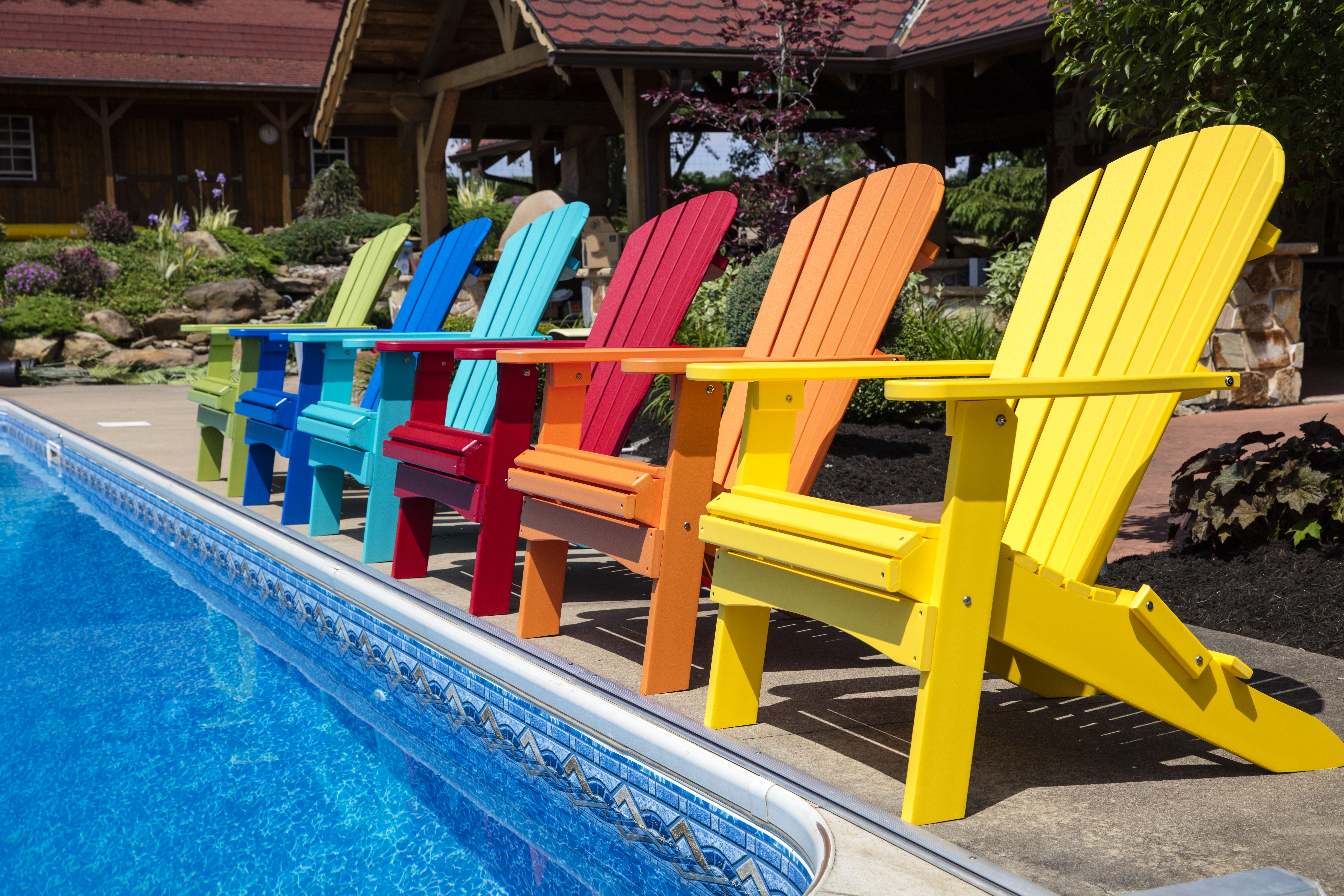 Colorful Poly Polywood Adirondack Comfo Back chairs, available at Casual Furniture World
