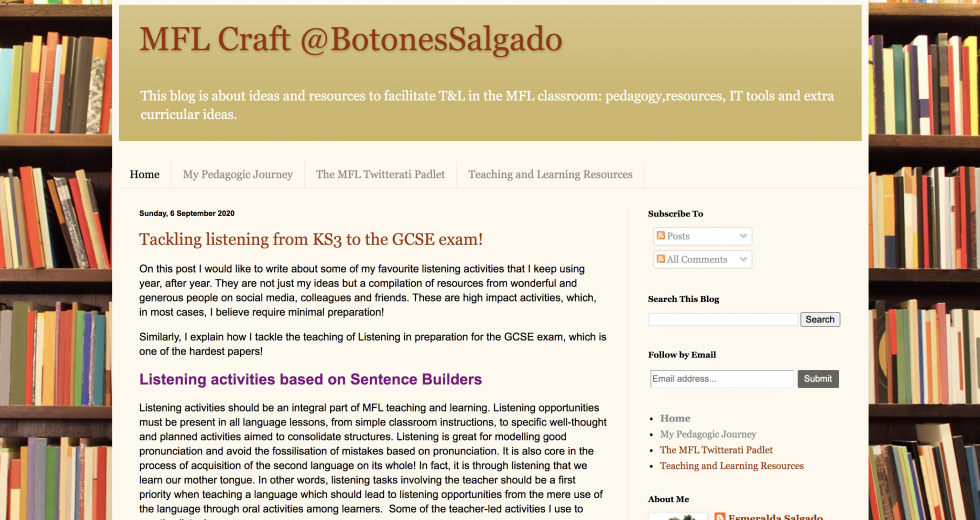 Blog screenshot from a language teaching blog