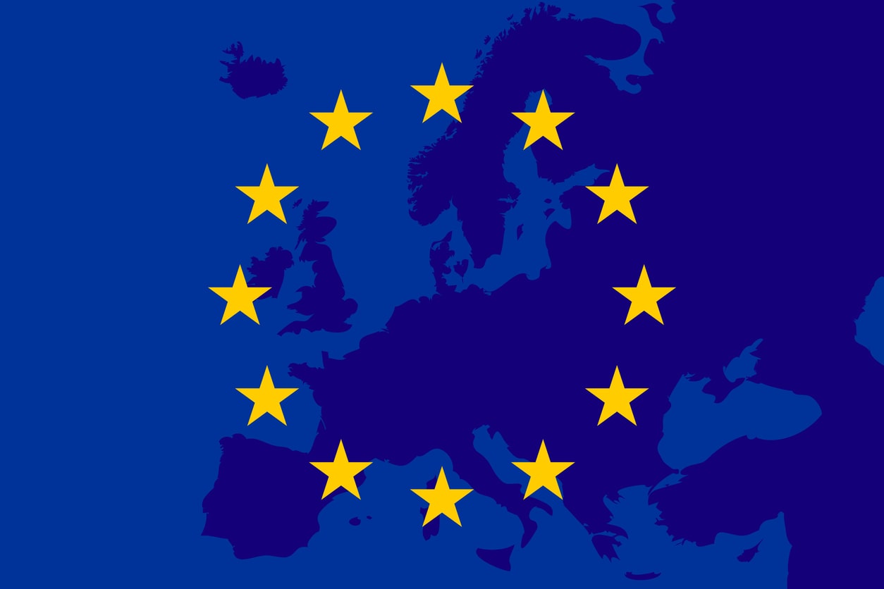EU Flag and EU map in the background