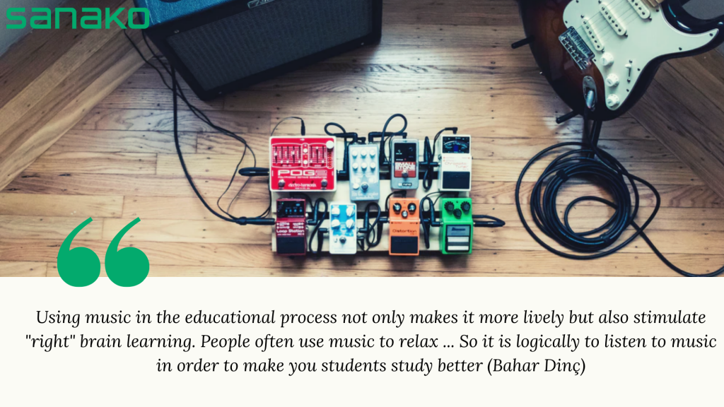 Illustration related to how music can be used as a teaching method in language classroom