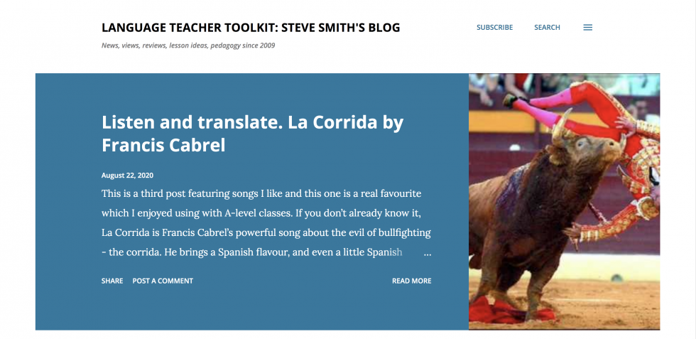 Screenshot from language teacher toolkit blog