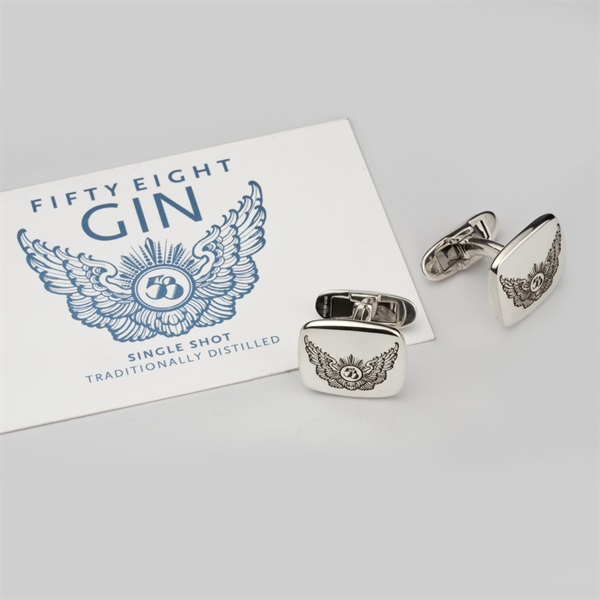 Bespoke 58 Gin Logo Engraved Cufflinks Solid Silver