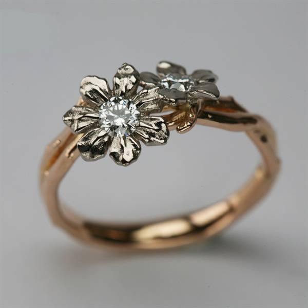 Stephen Einhorn Bespoke Fairtrade & Fairmined 18 Carat Rose Gold, White Gold & Canadian Diamonds Engagement Ring - London Jewellery