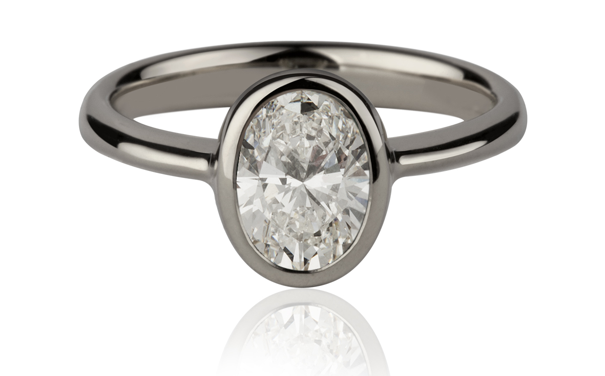 Stephen Einhorn Oval Halo Ring Platinum and Diamond - Ethical Diamond Engagement Rings - London