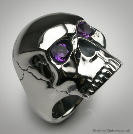 Stephen Einhorn Silver Skull Ring - Skull Jewellery London