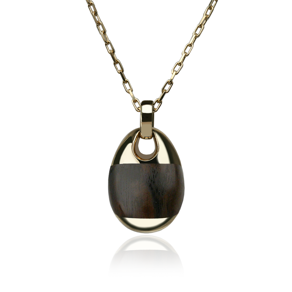 Stephen Einhorn Thames wood Pebble Necklace in yellow Gold