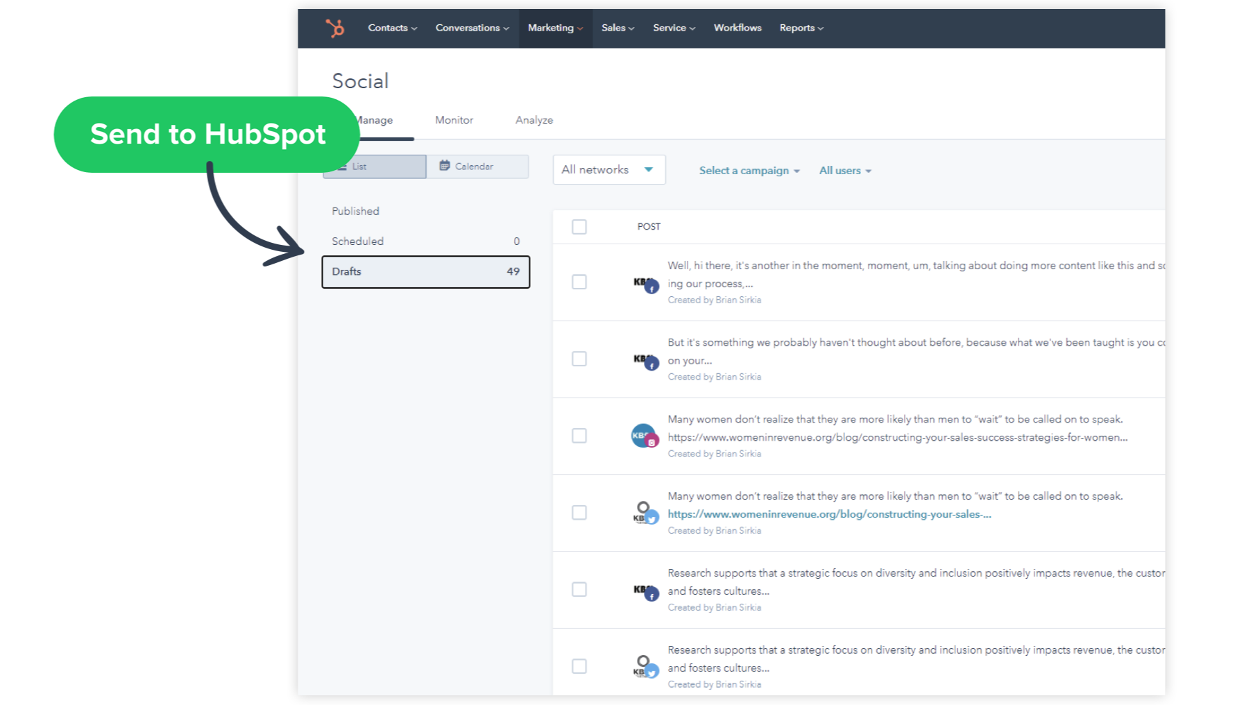 Send Selected Posts to HubSpot