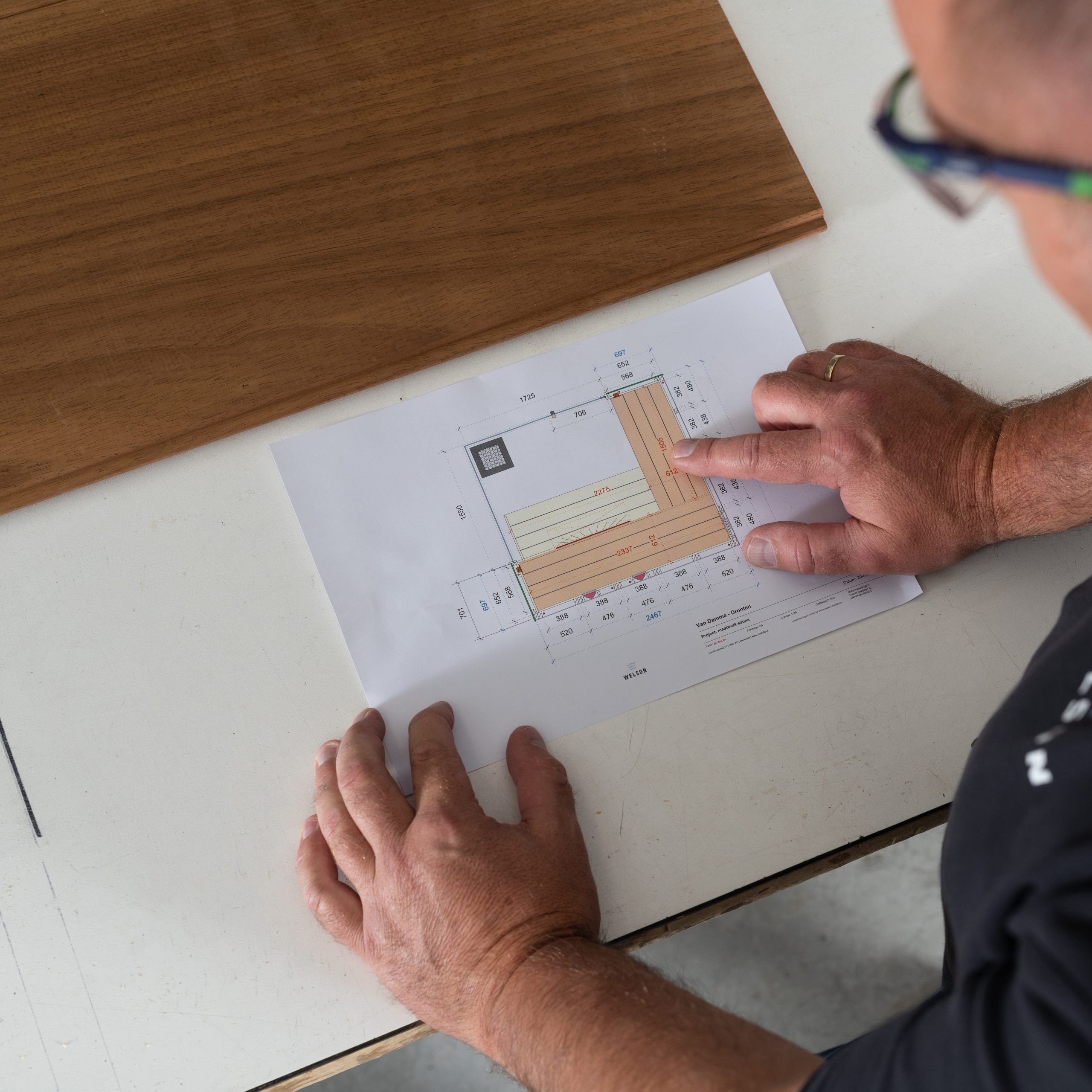 Sauna op maat bouwen door Welson met een werktekening
