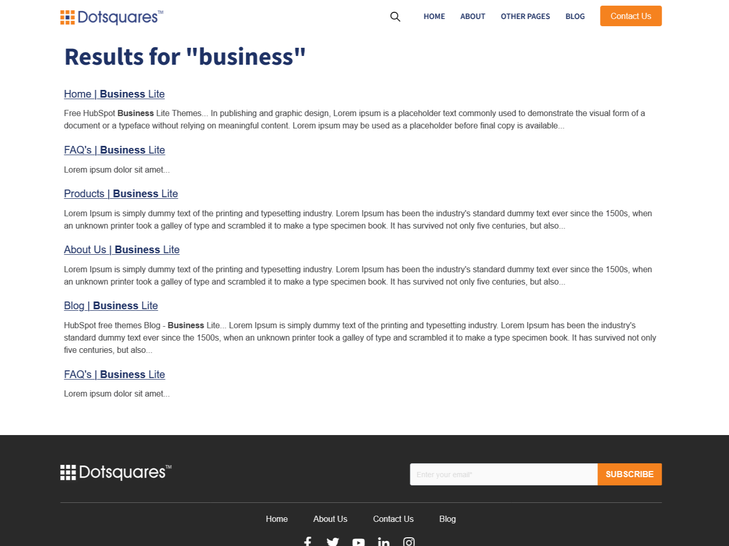 HubSpot Search Results pages