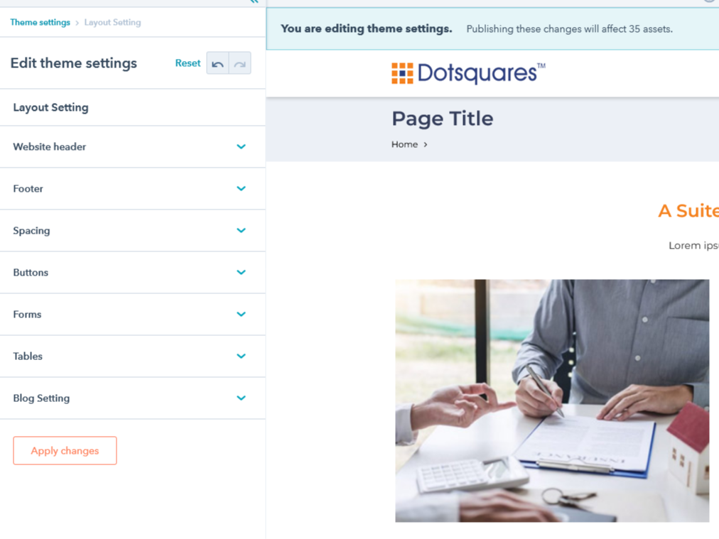 Global theme settings
