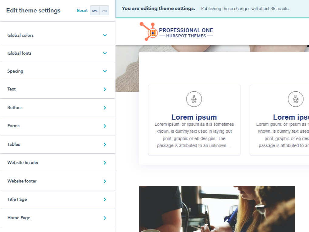 Global Themes settings
