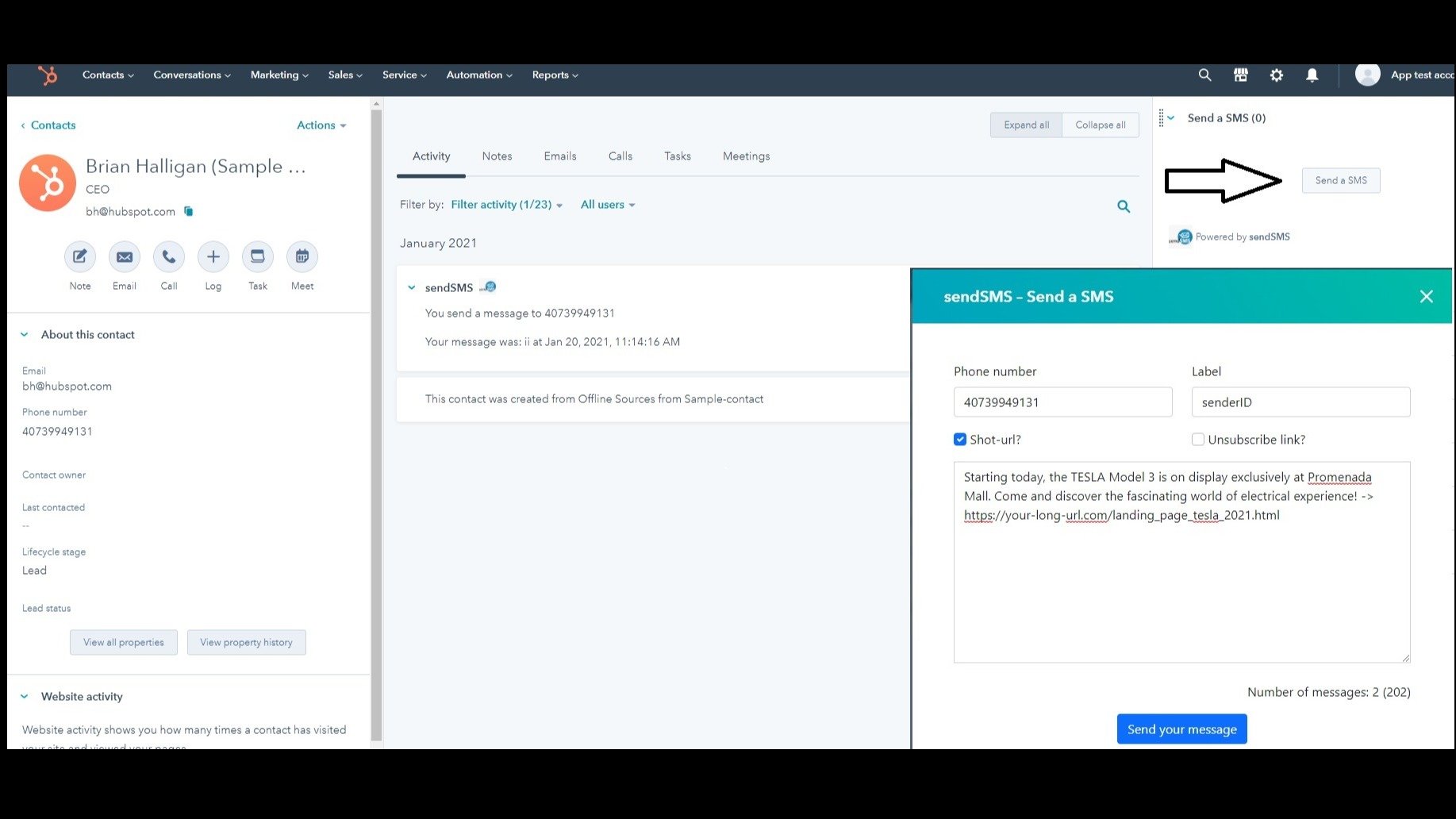 SMS Conversation Window