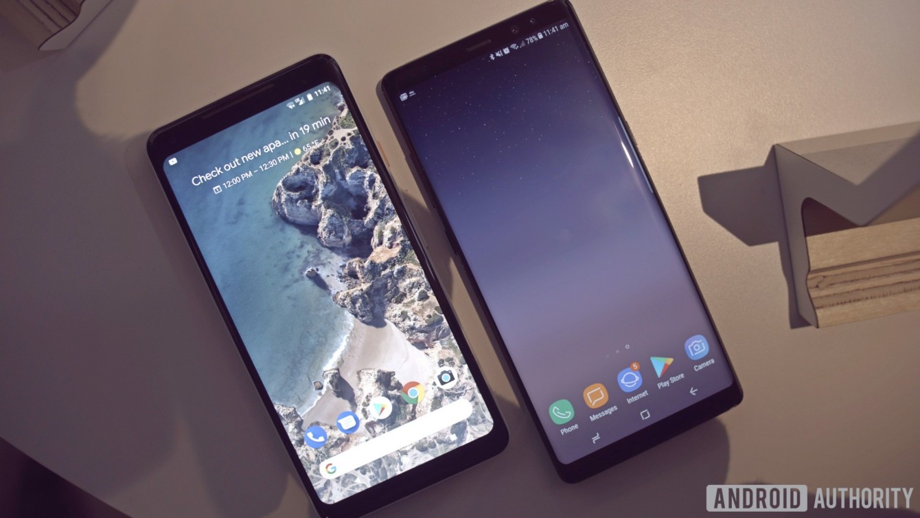 Samsung Galaxy Note 8, Pixel 2 XL