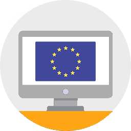 Illustration d'un ordinateur montrant le drapeau européen.