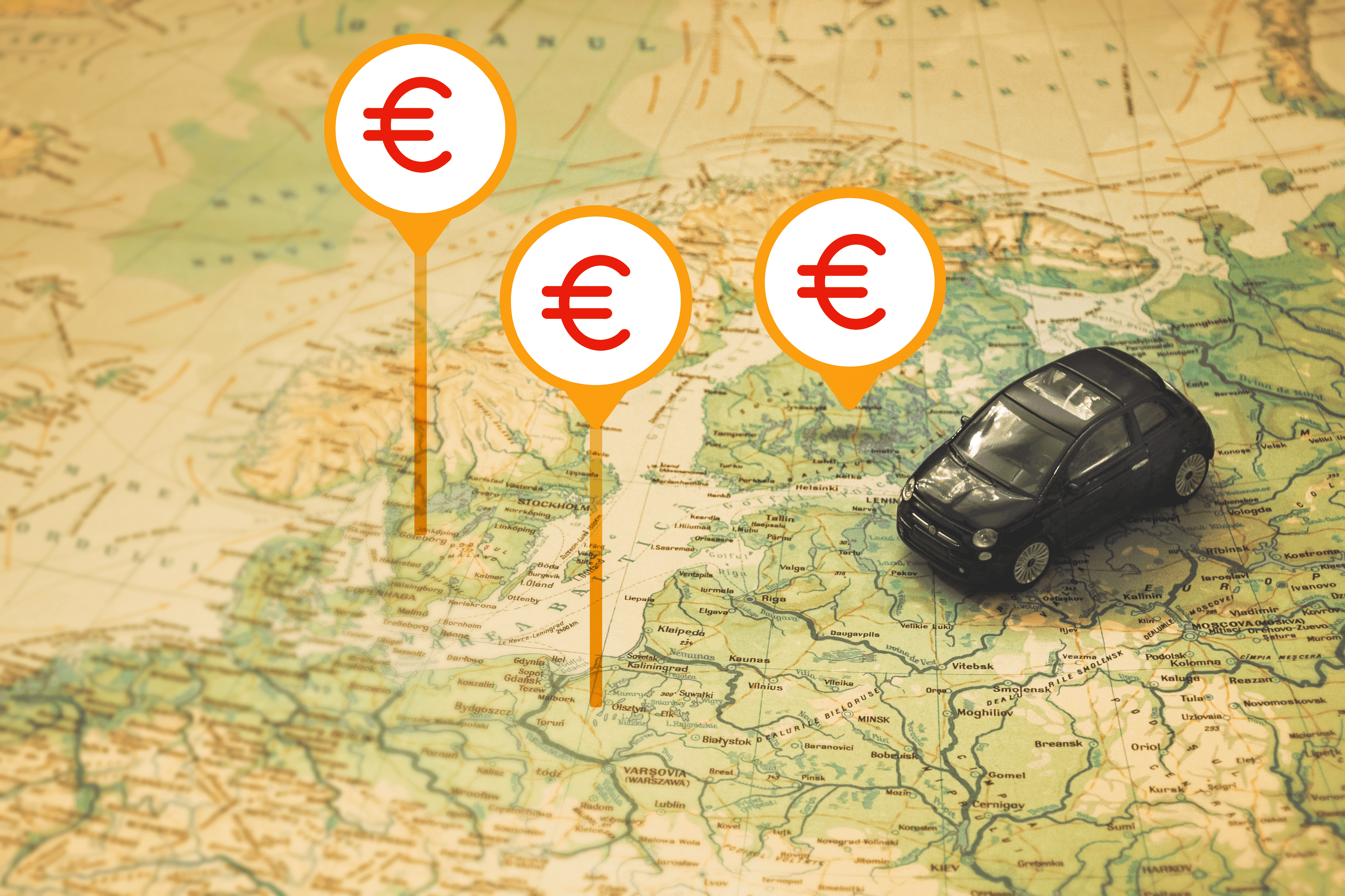 Illustration of a car that moves on a map