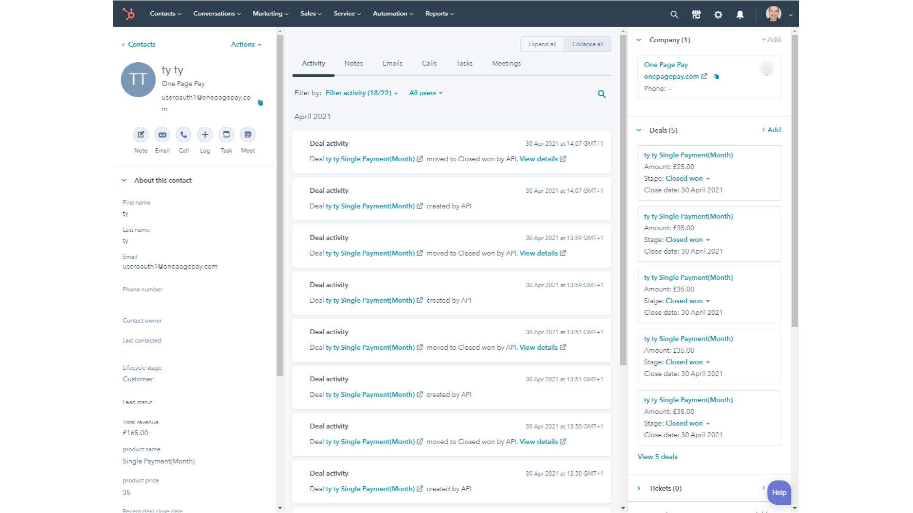 Automatically create Payment forms that connect with HubSpot