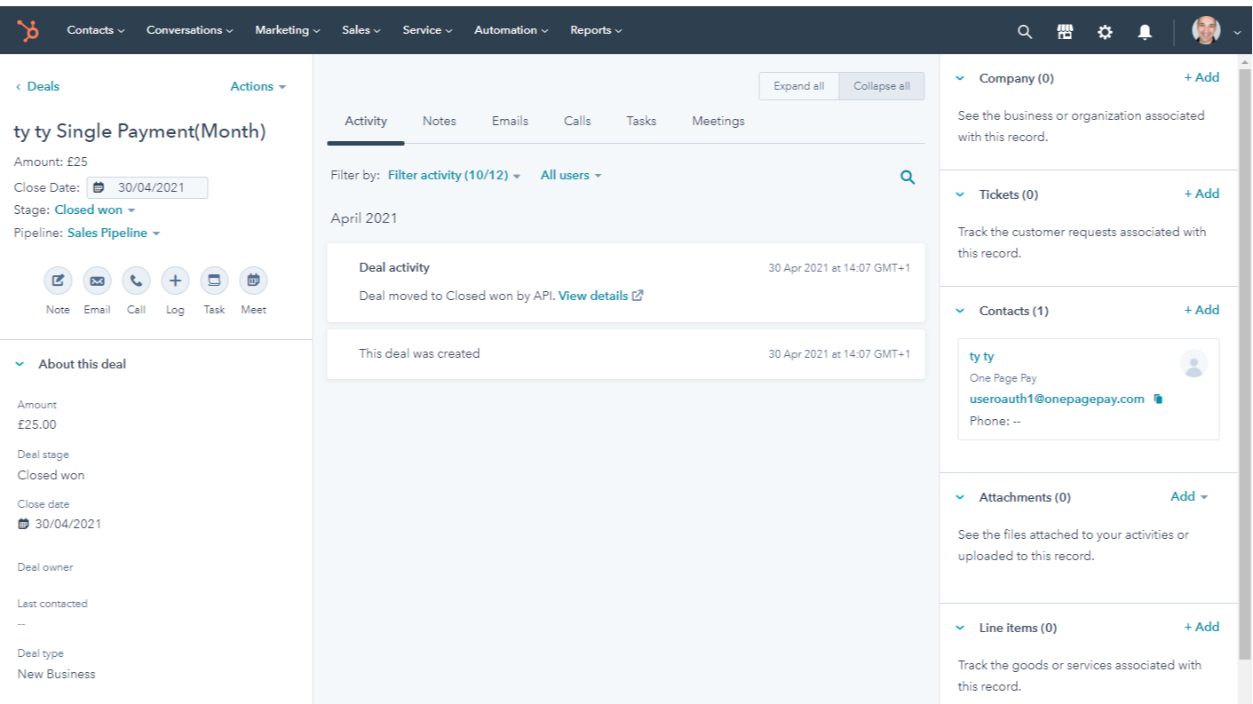 Connect a payment portal to your Deals Pipeline